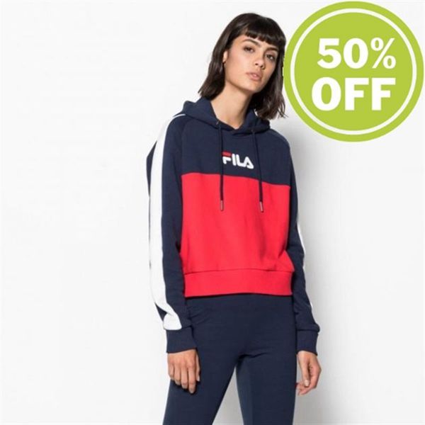 Fila Wenda Hoodie With Crew Neck True Women's Sweatshirts - Red/Black,NZ 820-9736